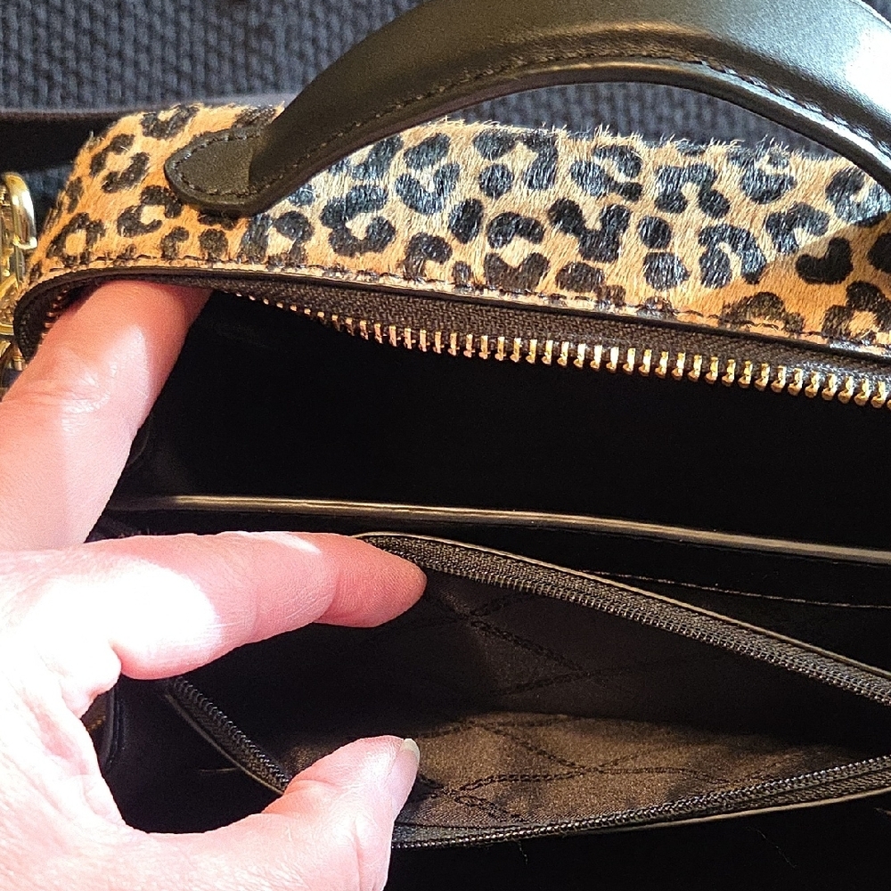 Michael Kors NWT Animal Print Calf Hair Satchel w/Black Leather Trim - Picture 9 of 12
